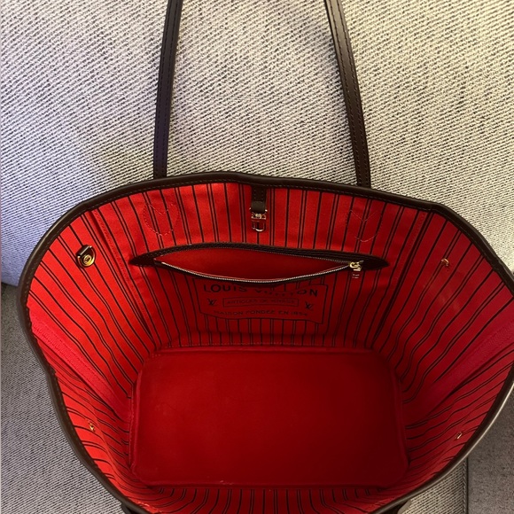 LOUIS VUITTON NEVERFULL MM DAMIER with Cherry Red Lining **rarely used** - Picture 2 of 13